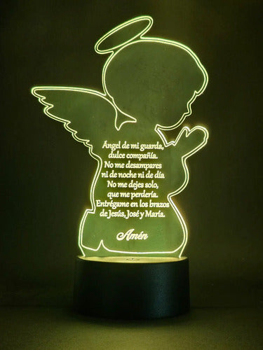 Ángel De La Guarda Oración Niños Lámpara Led Protección