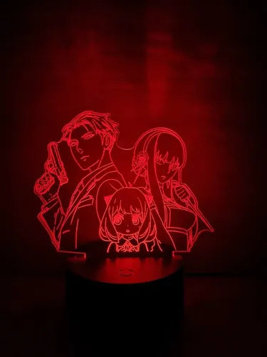 Spy X Family Lampara Led 3d Anime Loid Anya Yor Forger Negro