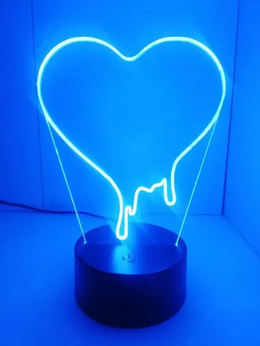 Corazon Derretido Lampara Led Día De Los Enamorados Negro