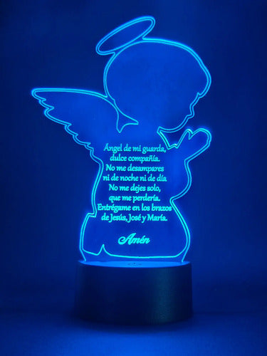 Ángel De La Guarda Oración Niños Lámpara Led Protección