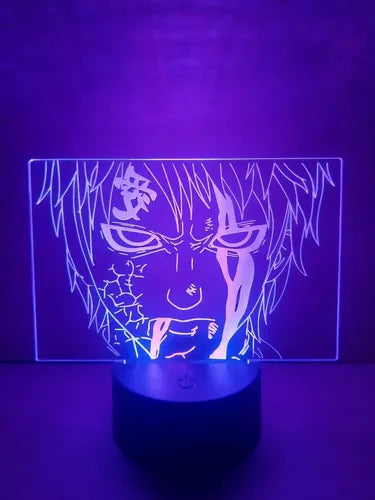 Gaara Lampara Led Ilusión 3d Naruto Decoración Anime Manga Base Negra