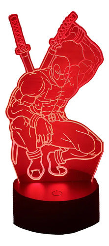 Deadpool Lampara Led Ilusion 3d Marvel Comic Avengers Fanart Negra