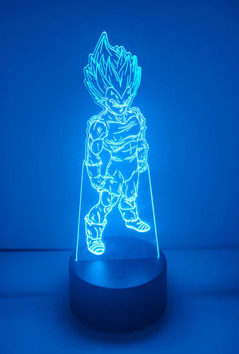 Lámpara Led Vegeta Saiyajin Dragon Ball Z Fan Art Decorativa Negro Azul