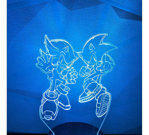 Sonic Y Shadow Lámpara Led Fanart Decorativo Infantil Negro