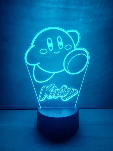 Kirby Lámpara Led Ilusión 3d Decoración Luz Videojuego Negro