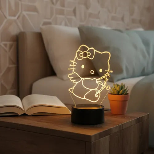 Lámpara De Mesa Hello Kitty Cupido Sanrio Negro Transparente