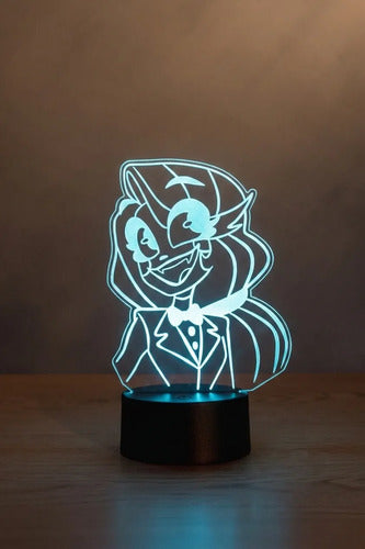 Hazbin Hotel Charlie Lámpara De Mesa Led Ilusión 3d Fan Art Negro Transparente