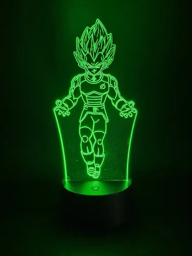 Vegeta Super Dragon Ball Super Lámpara Led Fanart Decorativo Negro