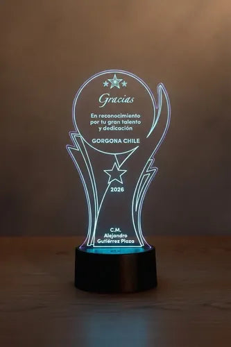 Lampara Led Galvano Reconocimiento Trofeo Personalizado