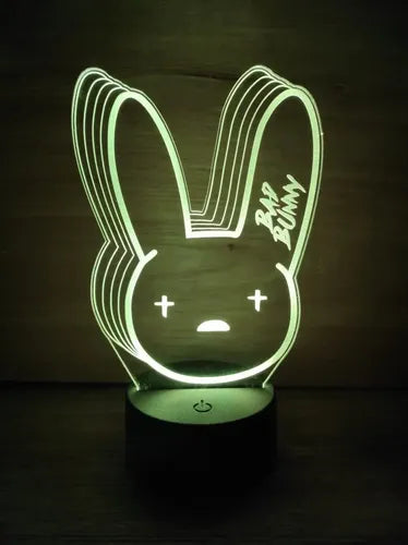Bad Bunny Emblema Lampara Led 3d Decoración Luz Iluminacion