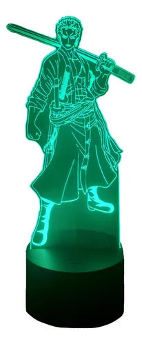 Lampara Led Ilusion 3d Roronoa Zoro One Piece Decoración