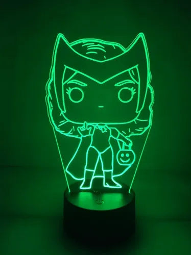 Wanda Bruja Marvel Funko Lampara Led Ilusion 3d Fanart Negra