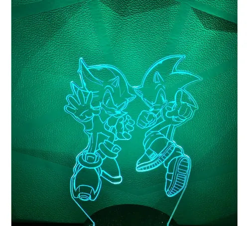 Sonic Y Shadow Lámpara Led Fanart Decorativo Infantil Negro