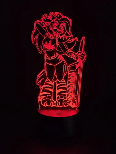 Roxy Fnaf Security Breach  Lámpara Led Ilusión 3d Fanart