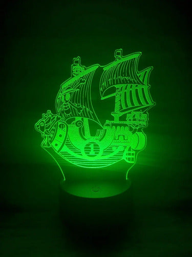 Thousand Sunny One Piece Lampara Led Ilusion 3d Decoración Base Negra