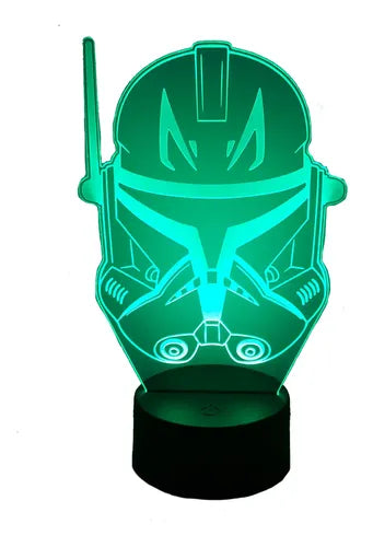Lampara Led 3d Stormtrooper Star Wars Negro Base Multicolor (led Cambia Color, Mostrado Verde)