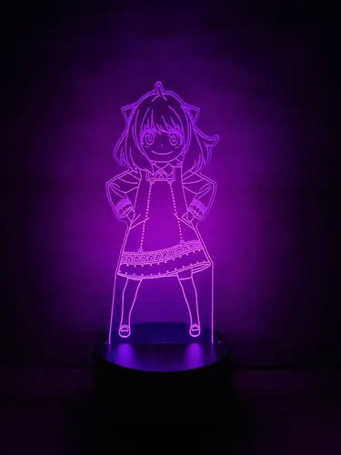 Anya Forger Spy X Family Lampara Led 3d Decoración Anime Negro