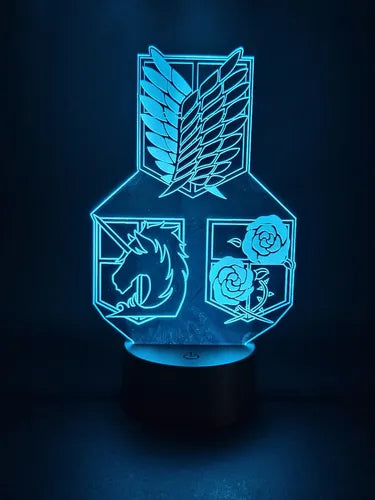 Lámpara Led 3d Escudos Shingeki No Kyojin Decoración Snk