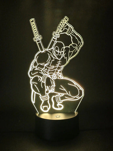 Deadpool Lampara Led Ilusion 3d Marvel Comic Avengers Fanart Negra