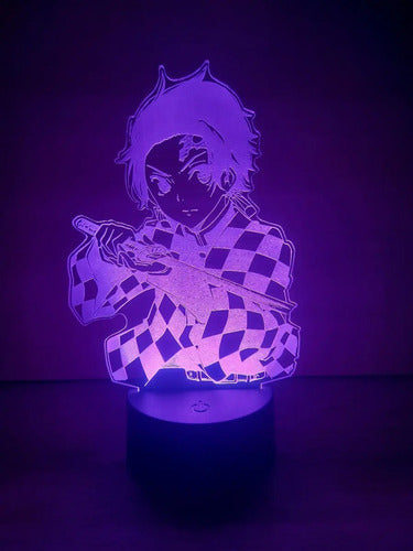 Tanjiro Lampara Led 3d Demon Slayer Kimetsu No Yaiba Kny Negro