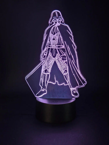 Lámpara Led Darth Vader Star Wars Luz Ilusión 3d Decoración Negro Verde