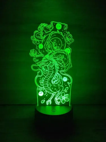 Lampara Led 3d Dragón Haku El Viaje De Chihiro Studio Ghibli