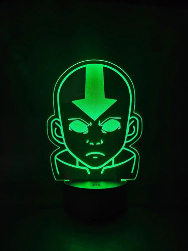 Avatar Aang Lámpara Led Ilusión 3d Decoración Luz De Noche Negro