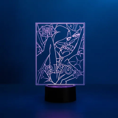 Hazbin Hotel Angel Poison Lámpara De Mesa Led Ilusión 3d Negro Transparente