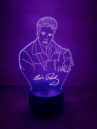 Elvis Presley Lampara Led 3d Decoracion Rey Del Rock Negro
