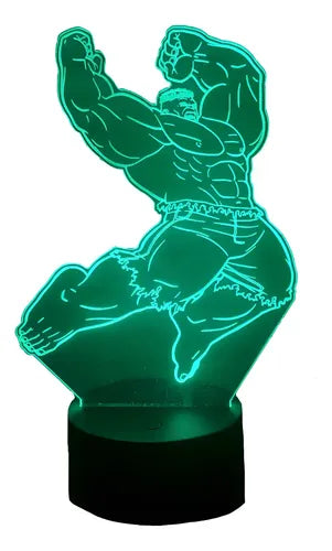 Hulk Lámpara Led Ilusión 3d Fanart Comic Marvel Negro