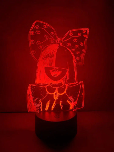 Sia Moño Lámpara Led Luz Ilusión 3d Decoración Cantante Negro