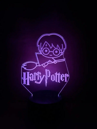 Harry Potter Chibi Lampara Led Ilusion 3d Gryffindor Escoba Negro