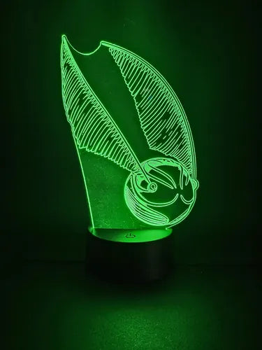 Snitch Dorada Harry Potter Lampara Led Ilusion 3d Hogwarts Negro