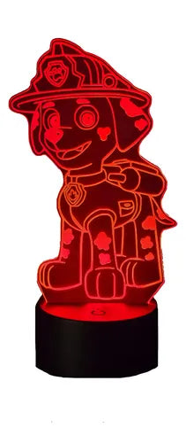 Lámpara Marshal Paw Patrol Led Ilusión Decoración Fan Art