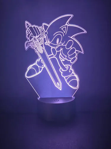 Sonic Espada Lámpara Led Fanart Decorativo Infantil Negro