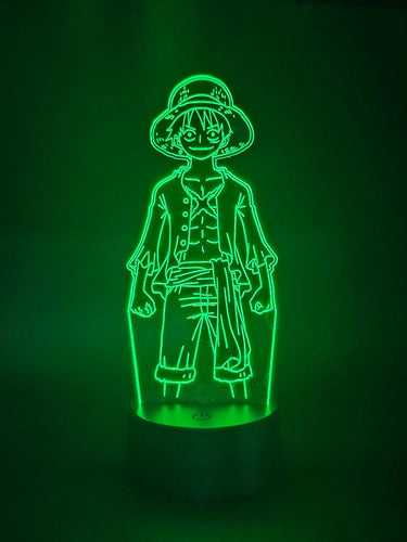 Luffy Lámpara Led Ilusión 3d One Piece Monkey D Luffy Fanart Negro