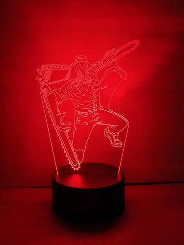 Chainsaw Man Denji Motosierra Lampara Led Ilusion 3d Anime Negro