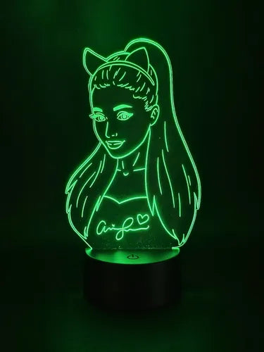 Ariana Grande Lampara Led Cantante Decoración Fanart Negra Transparente