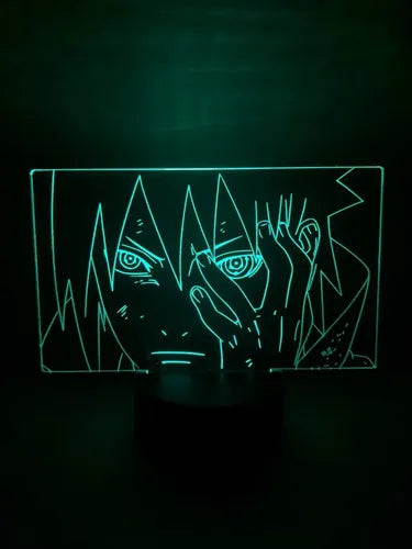Sasuke Lampara Led Ilusión 3d Naruto Decoración Anime Manga Base Negra
