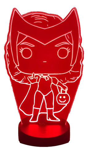 Wanda Bruja Marvel Funko Lampara Led Ilusion 3d Fanart Negra