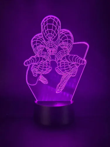 Spiderman Lampara Led Ilusión 3d Marvel Comics Fan Art Negro