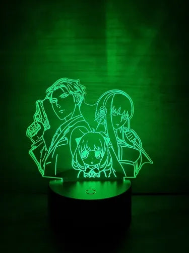 Spy X Family Lampara Led 3d Anime Loid Anya Yor Forger Negro