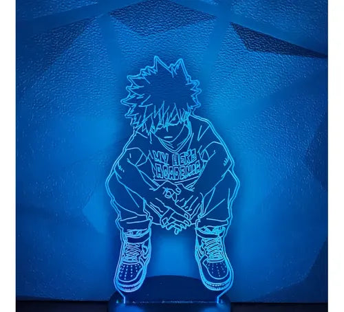 Bakugo Sentado Boku No Hero Lámpara Led Ilusión 3d Fanart
