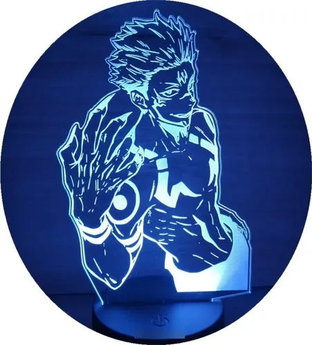 Lampara Led 3d Sukuna Ryomen Jujutsu Kaisen Decoración Negro Azul (iluminado)