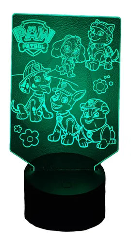 Paw Patrol Equipo Lámpara Led Fanart Infantil Decoración Negro Equipo Paw Patrol