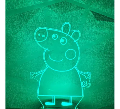 Peppa Pig Lámpara Led Fanart Infantil Decoración Negro