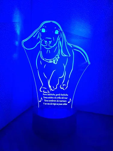Perro Salchicha Gordo Bachicha Lampara Led Decoración
