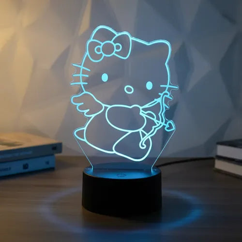 Lámpara De Mesa Hello Kitty Cupido Sanrio Negro Transparente