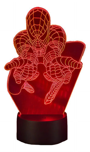 Spiderman Lampara Led Ilusión 3d Marvel Comics Fan Art Negro