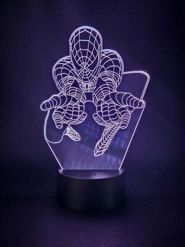 Spiderman Lampara Led Ilusión 3d Marvel Comics Fan Art Negro